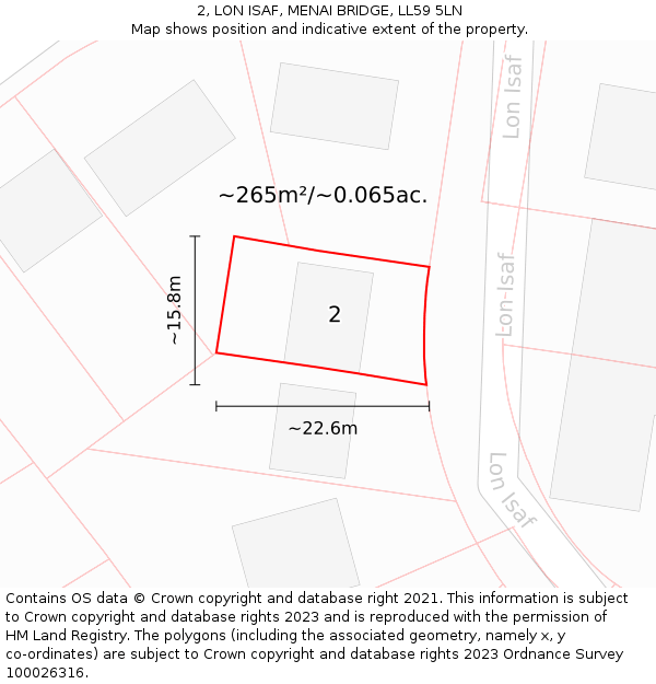 2, LON ISAF, MENAI BRIDGE, LL59 5LN: Plot and title map