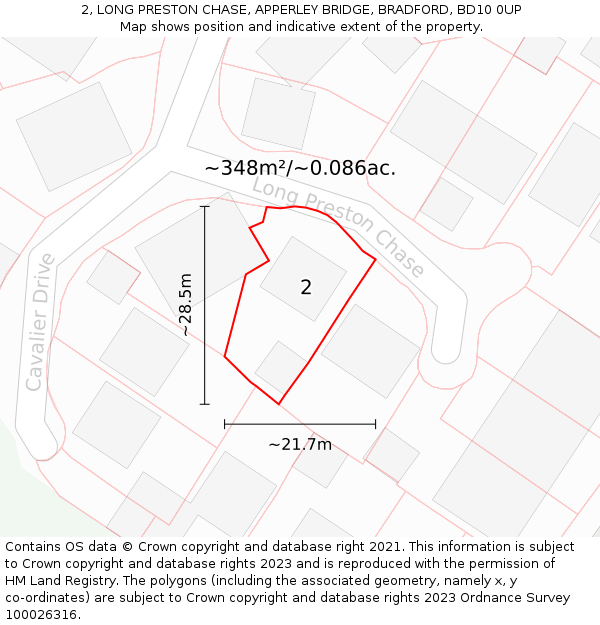 2, LONG PRESTON CHASE, APPERLEY BRIDGE, BRADFORD, BD10 0UP: Plot and title map