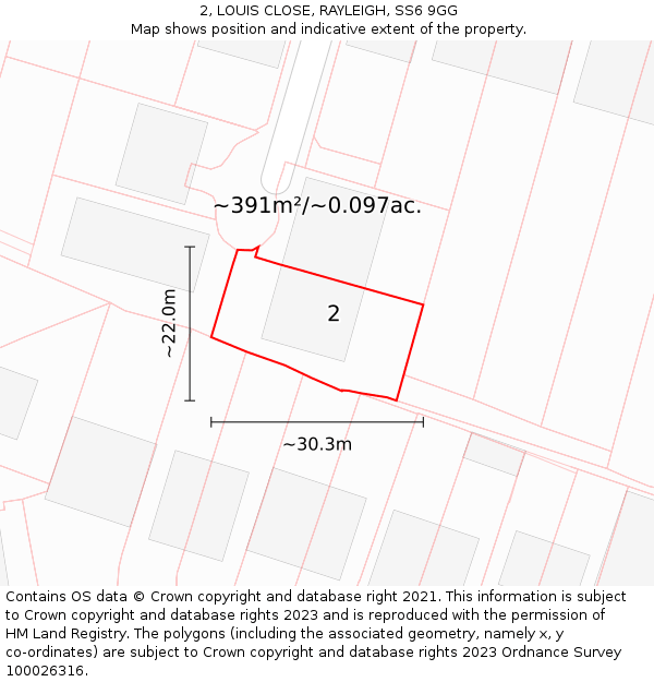 2, LOUIS CLOSE, RAYLEIGH, SS6 9GG: Plot and title map