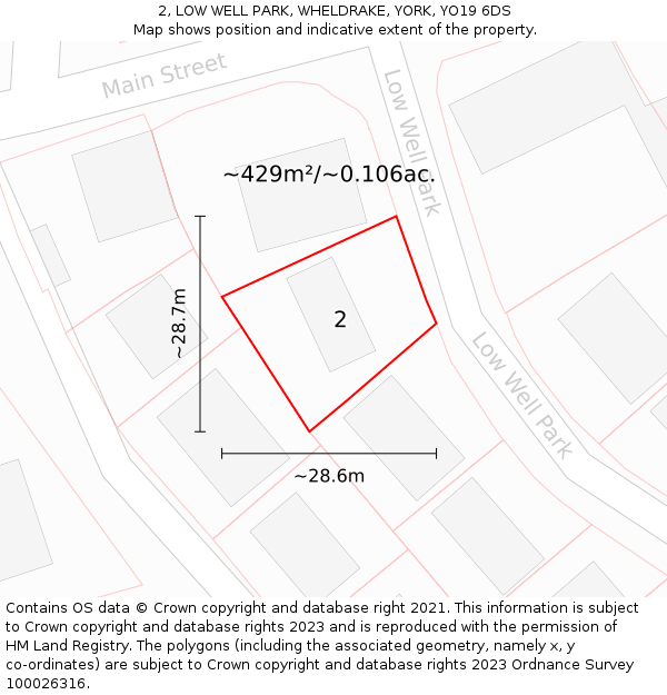2, LOW WELL PARK, WHELDRAKE, YORK, YO19 6DS: Plot and title map