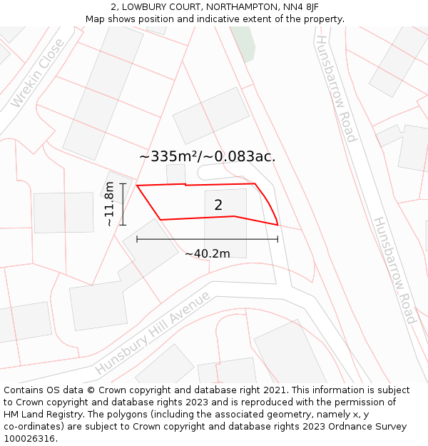 2, LOWBURY COURT, NORTHAMPTON, NN4 8JF: Plot and title map