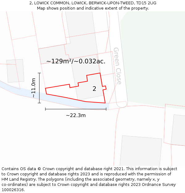 2, LOWICK COMMON, LOWICK, BERWICK-UPON-TWEED, TD15 2UG: Plot and title map