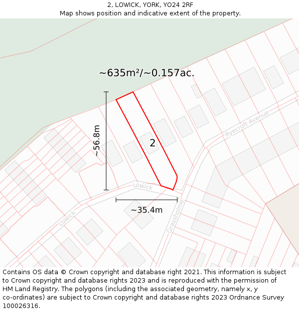 2, LOWICK, YORK, YO24 2RF: Plot and title map