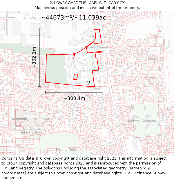 2, LOWRY GARDENS, CARLISLE, CA3 0GX: Plot and title map