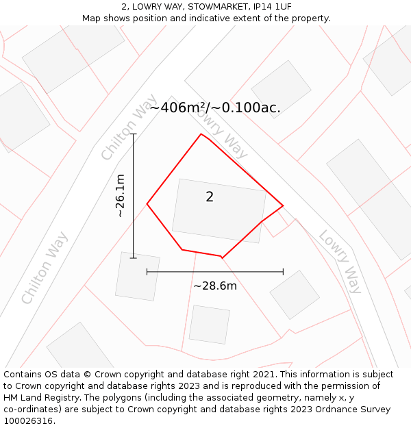 2, LOWRY WAY, STOWMARKET, IP14 1UF: Plot and title map