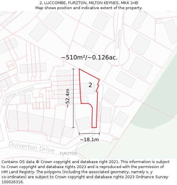 2, LUCCOMBE, FURZTON, MILTON KEYNES, MK4 1HB: Plot and title map