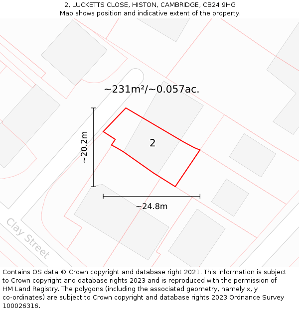 2, LUCKETTS CLOSE, HISTON, CAMBRIDGE, CB24 9HG: Plot and title map