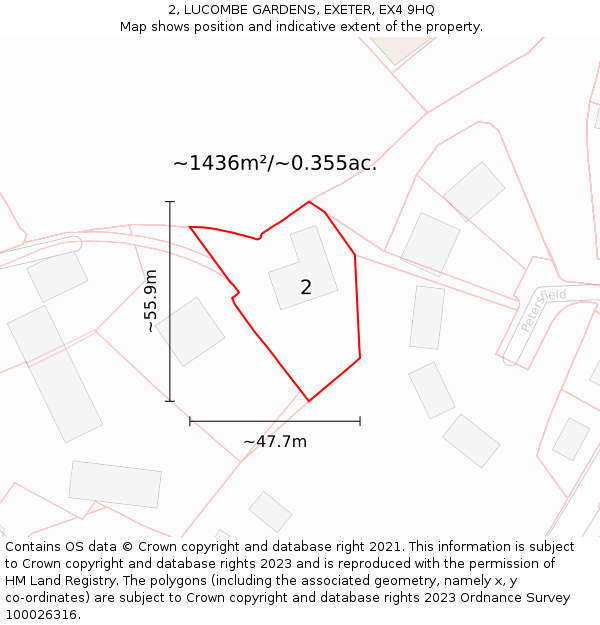 2, LUCOMBE GARDENS, EXETER, EX4 9HQ: Plot and title map