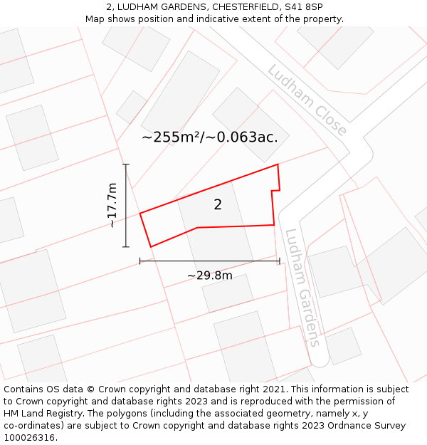 2, LUDHAM GARDENS, CHESTERFIELD, S41 8SP: Plot and title map