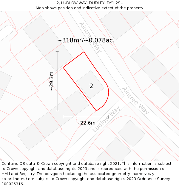 2, LUDLOW WAY, DUDLEY, DY1 2SU: Plot and title map