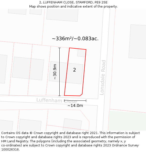 2, LUFFENHAM CLOSE, STAMFORD, PE9 2SE: Plot and title map