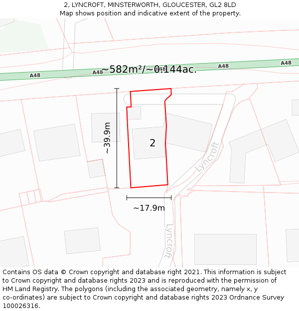 2, LYNCROFT, MINSTERWORTH, GLOUCESTER, GL2 8LD: Plot and title map