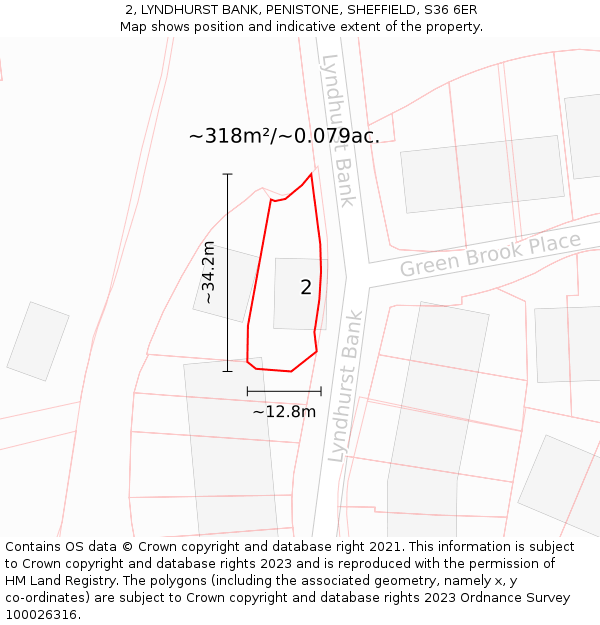 2, LYNDHURST BANK, PENISTONE, SHEFFIELD, S36 6ER: Plot and title map