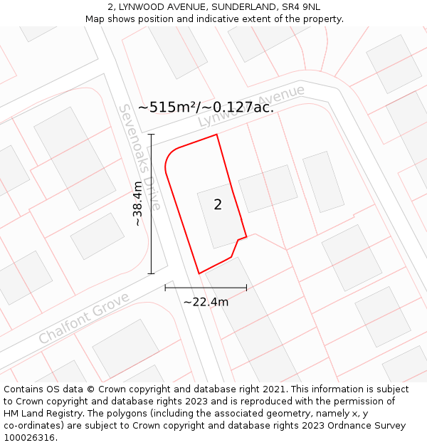 2, LYNWOOD AVENUE, SUNDERLAND, SR4 9NL: Plot and title map