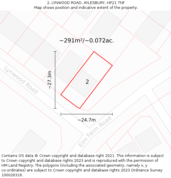 2, LYNWOOD ROAD, AYLESBURY, HP21 7NF: Plot and title map