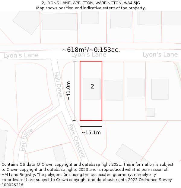 2, LYONS LANE, APPLETON, WARRINGTON, WA4 5JG: Plot and title map