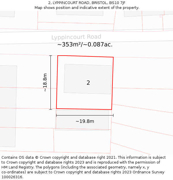 2, LYPPINCOURT ROAD, BRISTOL, BS10 7JF: Plot and title map