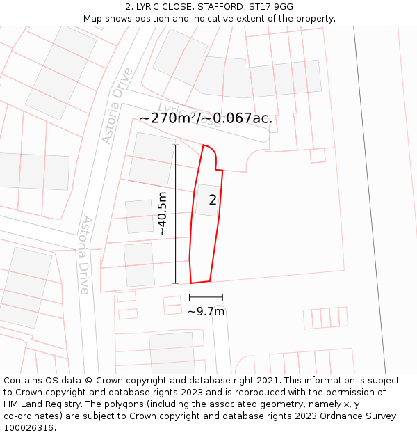 2, LYRIC CLOSE, STAFFORD, ST17 9GG: Plot and title map