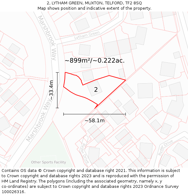 2, LYTHAM GREEN, MUXTON, TELFORD, TF2 8SQ: Plot and title map