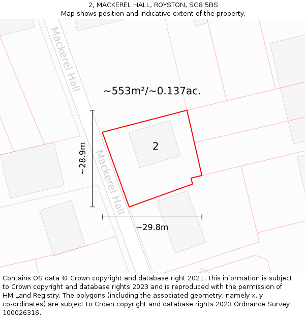 2, MACKEREL HALL, ROYSTON, SG8 5BS: Plot and title map