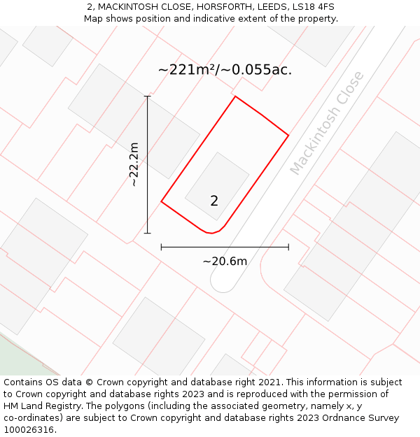 2, MACKINTOSH CLOSE, HORSFORTH, LEEDS, LS18 4FS: Plot and title map