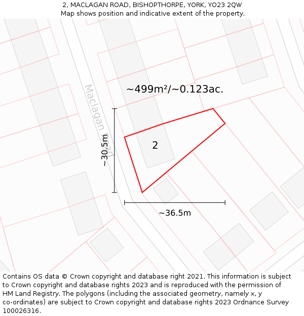 2, MACLAGAN ROAD, BISHOPTHORPE, YORK, YO23 2QW: Plot and title map