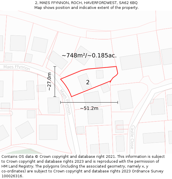 2, MAES FFYNNON, ROCH, HAVERFORDWEST, SA62 6BQ: Plot and title map