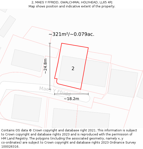 2, MAES Y FFRIDD, GWALCHMAI, HOLYHEAD, LL65 4PJ: Plot and title map