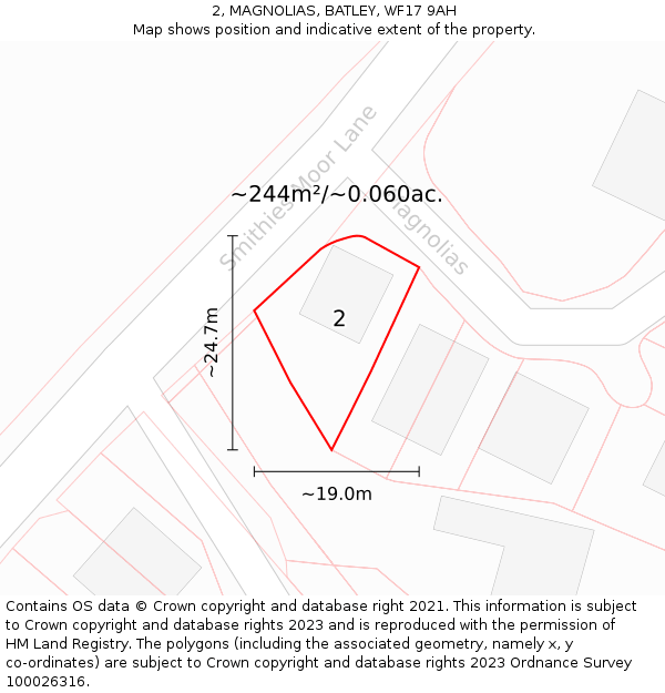 2, MAGNOLIAS, BATLEY, WF17 9AH: Plot and title map