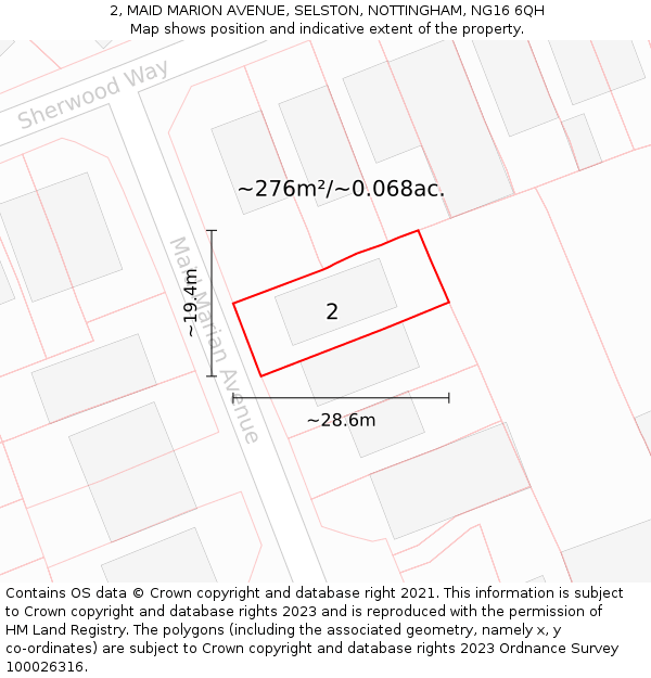 2, MAID MARION AVENUE, SELSTON, NOTTINGHAM, NG16 6QH: Plot and title map