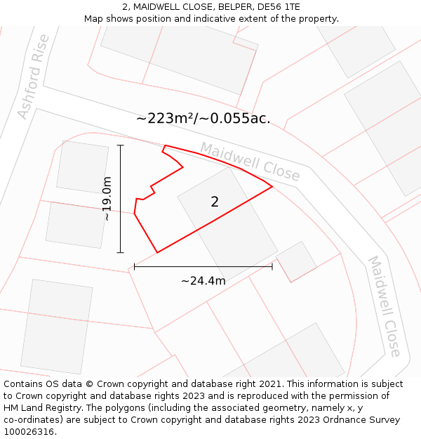 2, MAIDWELL CLOSE, BELPER, DE56 1TE: Plot and title map