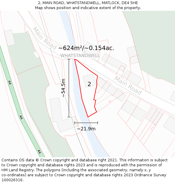 2, MAIN ROAD, WHATSTANDWELL, MATLOCK, DE4 5HE: Plot and title map