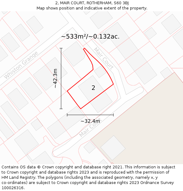 2, MAIR COURT, ROTHERHAM, S60 3BJ: Plot and title map