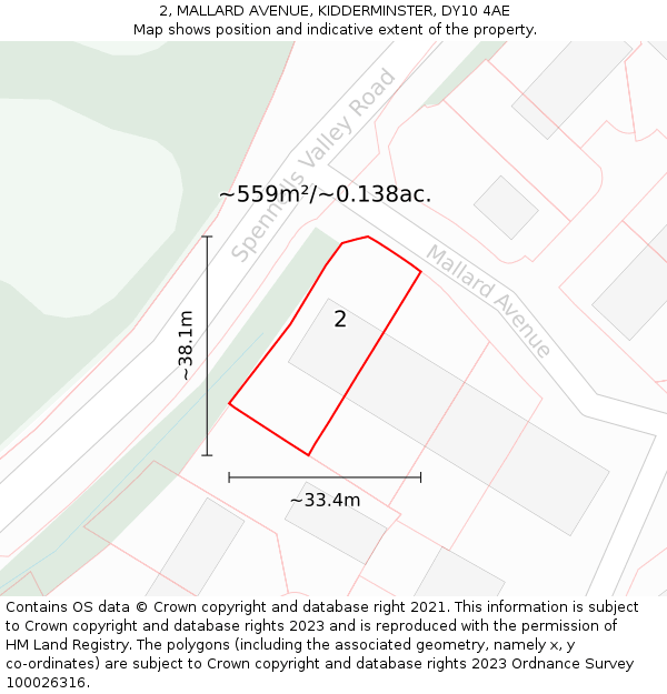 2, MALLARD AVENUE, KIDDERMINSTER, DY10 4AE: Plot and title map