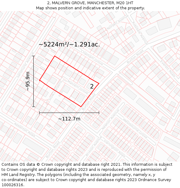 2, MALVERN GROVE, MANCHESTER, M20 1HT: Plot and title map