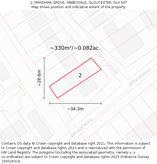 2, MANDARA GROVE, ABBEYDALE, GLOUCESTER, GL4 5XT: Plot and title map