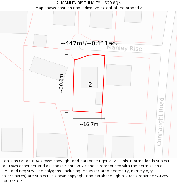 2, MANLEY RISE, ILKLEY, LS29 8QN: Plot and title map