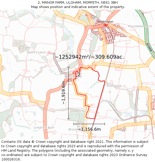 2, MANOR FARM, ULGHAM, MORPETH, NE61 3BH: Plot and title map