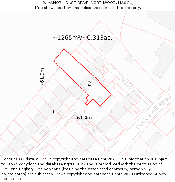 2, MANOR HOUSE DRIVE, NORTHWOOD, HA6 2UJ: Plot and title map