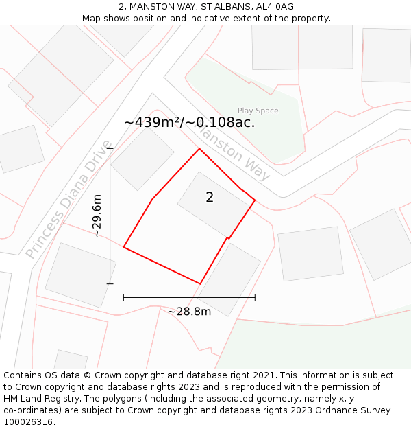 2, MANSTON WAY, ST ALBANS, AL4 0AG: Plot and title map