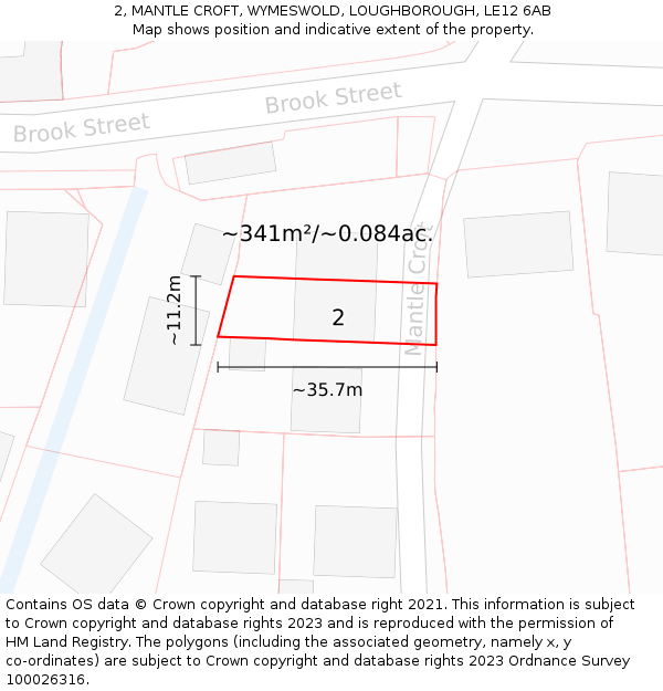 2, MANTLE CROFT, WYMESWOLD, LOUGHBOROUGH, LE12 6AB: Plot and title map
