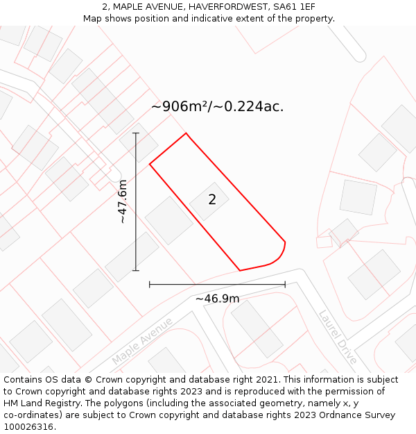 2, MAPLE AVENUE, HAVERFORDWEST, SA61 1EF: Plot and title map