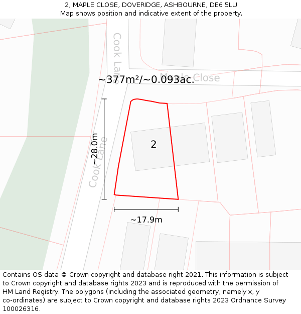 2, MAPLE CLOSE, DOVERIDGE, ASHBOURNE, DE6 5LU: Plot and title map