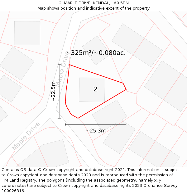 2, MAPLE DRIVE, KENDAL, LA9 5BN: Plot and title map