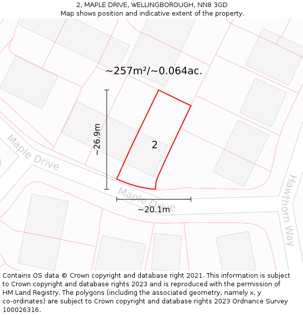2, MAPLE DRIVE, WELLINGBOROUGH, NN8 3GD: Plot and title map