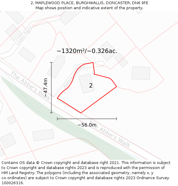 2, MAPLEWOOD PLACE, BURGHWALLIS, DONCASTER, DN6 9FE: Plot and title map
