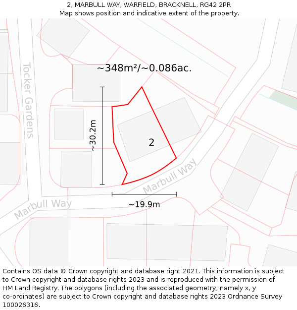 2, MARBULL WAY, WARFIELD, BRACKNELL, RG42 2PR: Plot and title map