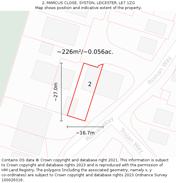 2, MARCUS CLOSE, SYSTON, LEICESTER, LE7 1ZG: Plot and title map
