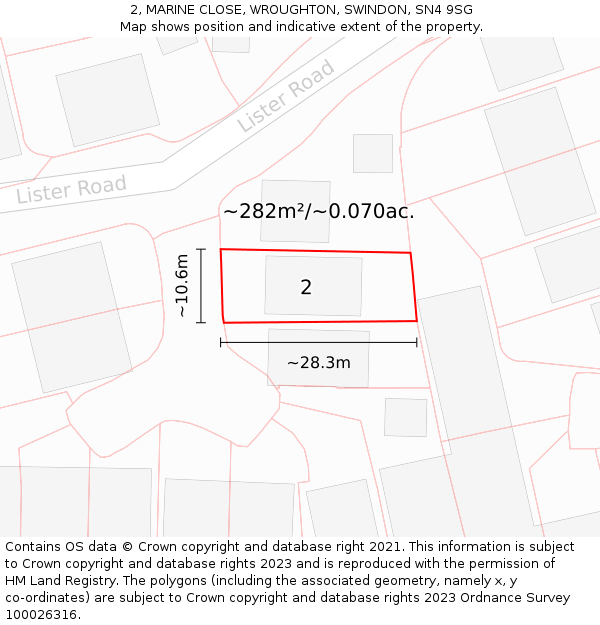 2, MARINE CLOSE, WROUGHTON, SWINDON, SN4 9SG: Plot and title map