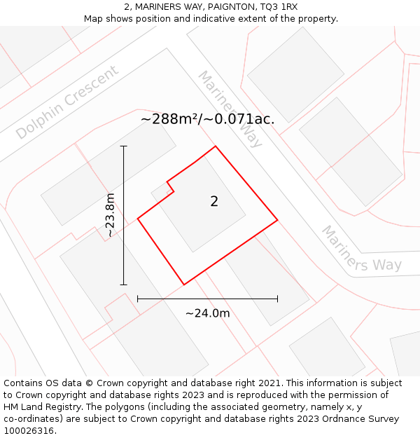 2, MARINERS WAY, PAIGNTON, TQ3 1RX: Plot and title map